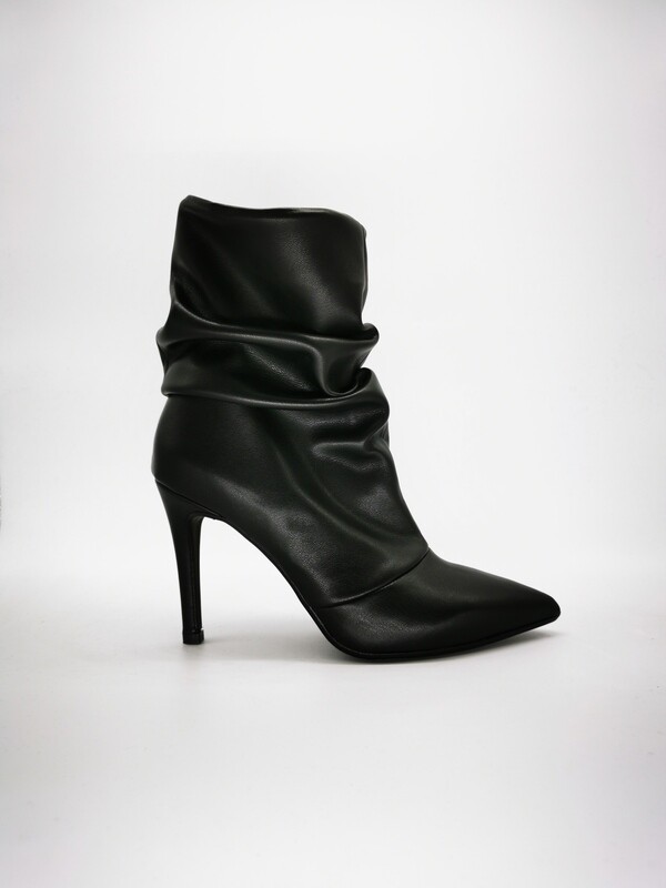 Stivaletto arricciato ColBaffo® Vitello Nero  pelle tacco a spillo donna art. 326 VNER