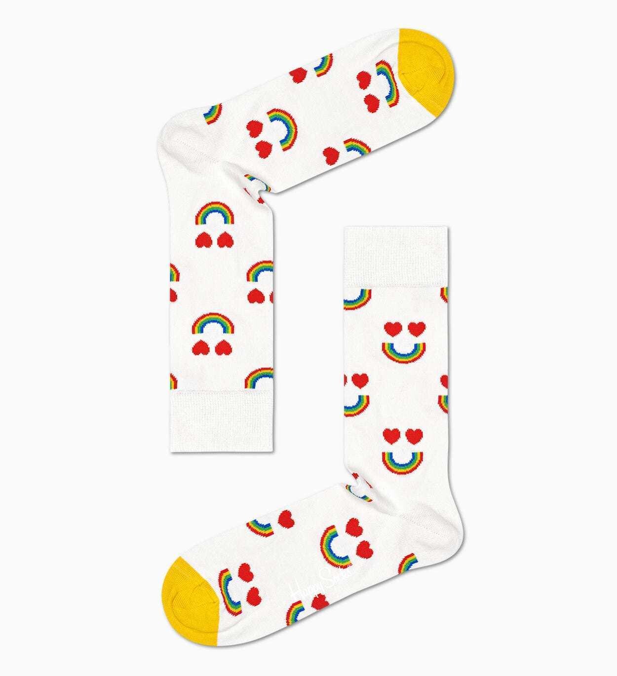 Calze Donna Fantasia Sorriso Arcobaleno e Cuori Happy Socks Happy Rainbow Sock art. HAR01 1300