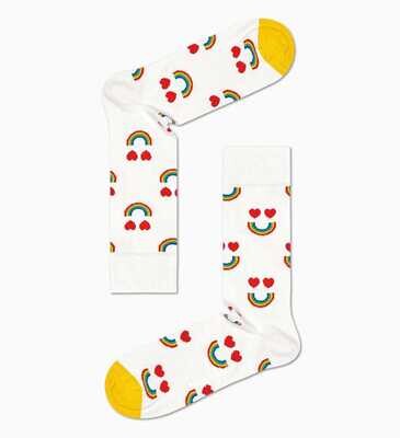 Calze Donna Fantasia Sorriso Arcobaleno e Cuori Happy Socks Happy Rainbow Sock art. HAR01 1300