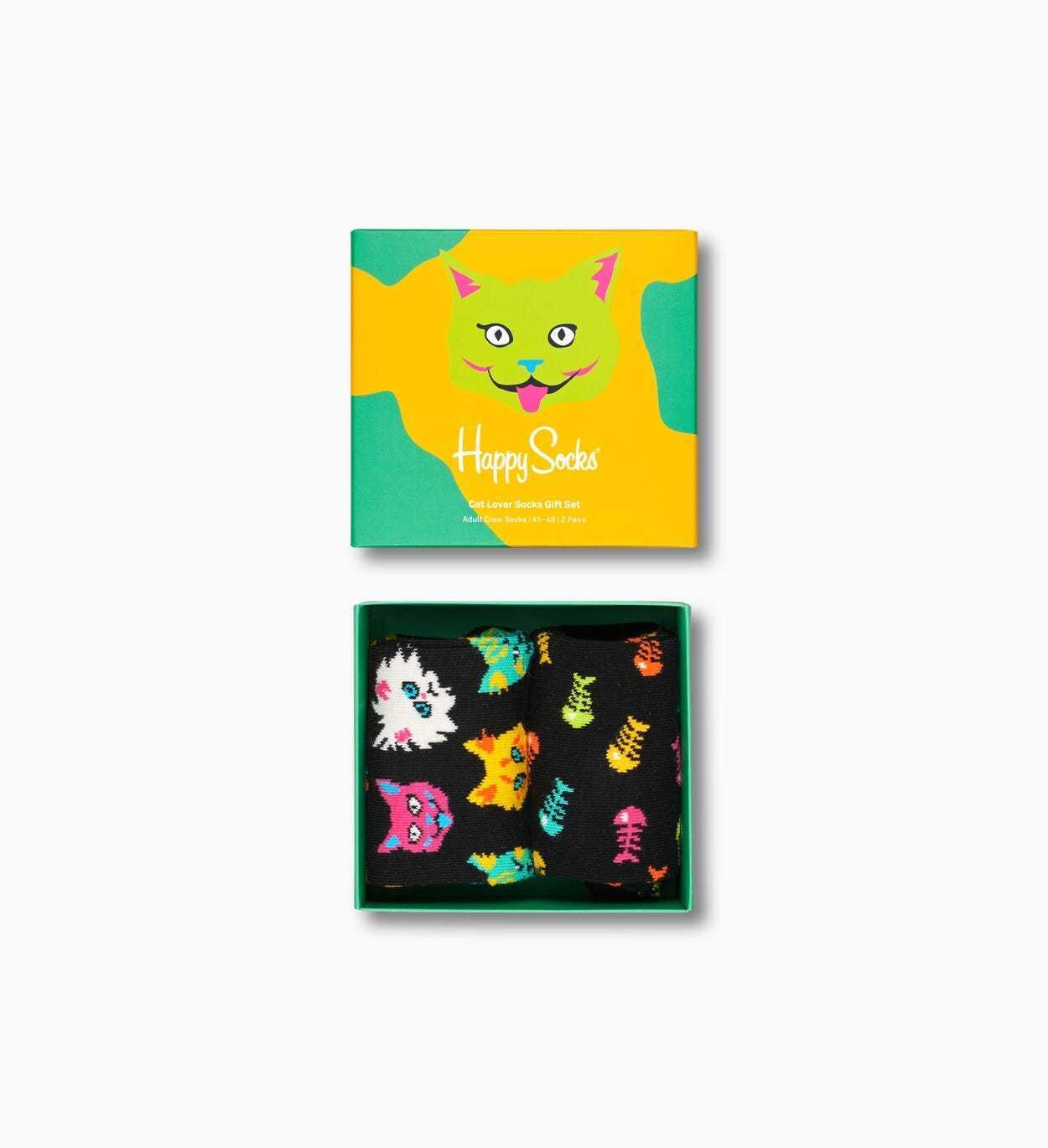 Calze Donna Scatola Set Regalo Fantasia Gatti Happy Socks Cat Lover Gift Box 2-Pack art. XCAT02 6301