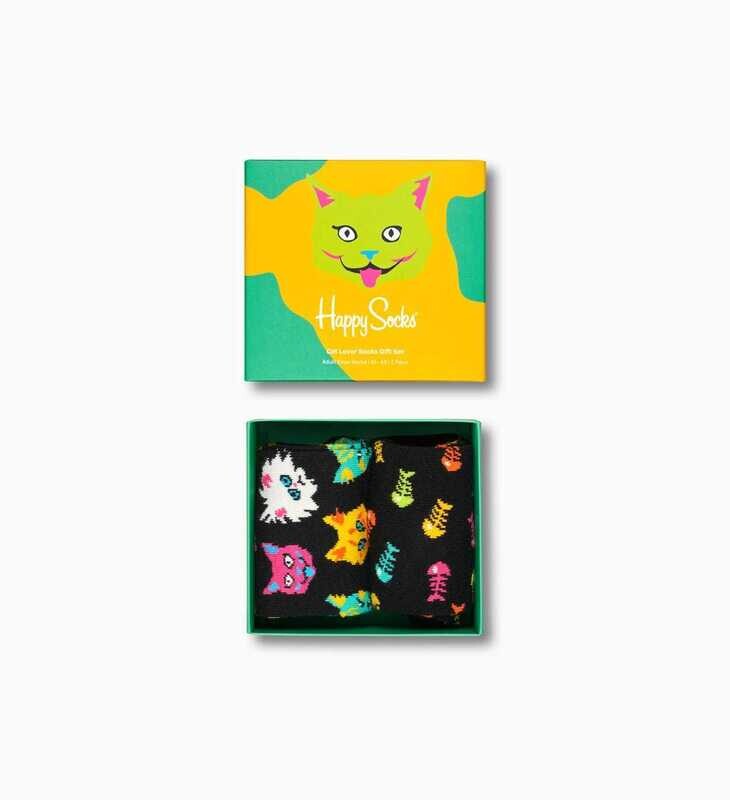 Calze Donna Scatola Set Regalo Fantasia Gatti Happy Socks Cat Lover Gift Box 2-Pack art. XCAT02 6301
