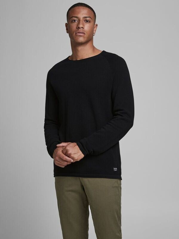 Maglione Girocollo Jack & Jones Regular Nero Tinta Unita art. 12157321 NER