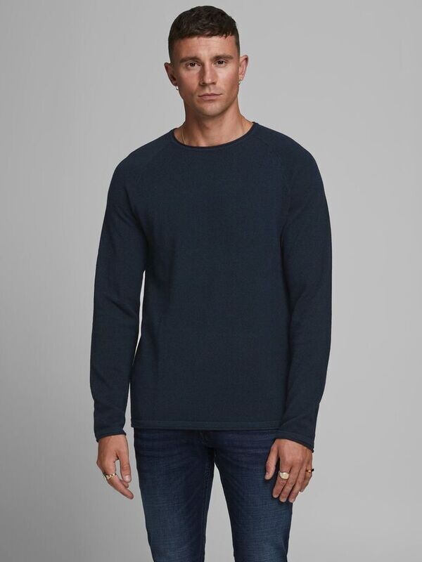 Maglione Girocollo Jack & Jones Regular Navy Blu Tinta Unita art. 12157321 NAV