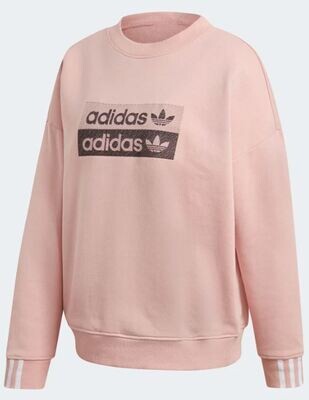 Felpa Adidas rosa logo nero Sweatshirt abbigliamento donna art. EC0746