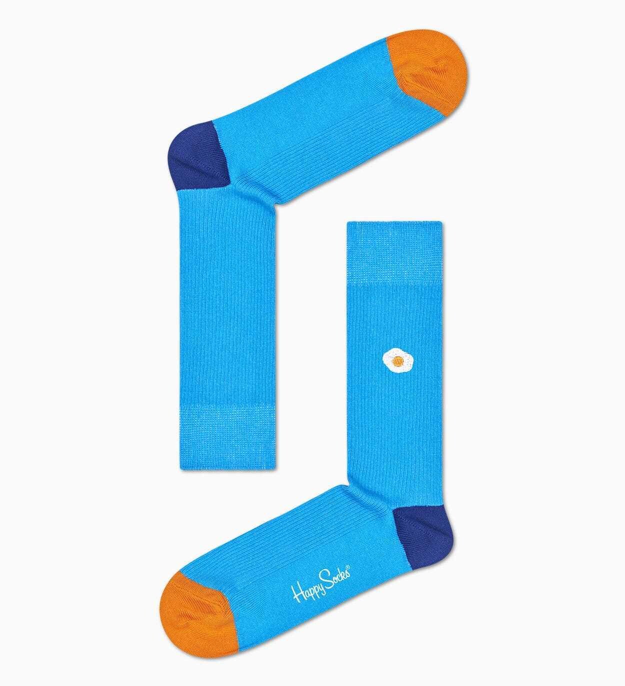 Calze Uomo Celesti Fantasia Uova Fritte Happy Socks Ribb Embroidery Sunny Side Up Sock art. REEGS01 6700