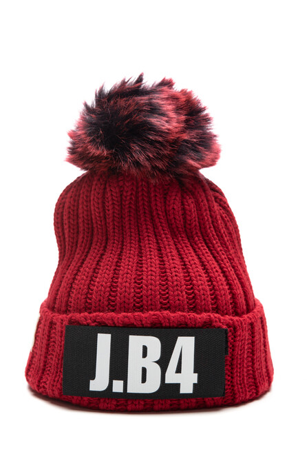 Berretto Donna Rosso Con Pom Pon Pelliccia e Striscia Attacca Stacca Lettere J.B4 Speaking Beanie art. AA02339