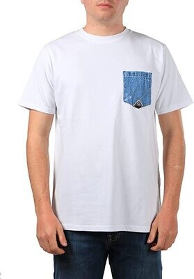 T-Shirt Uomo Roy Roger's Bianca Girocollo Con Taschino Jeans Cotone Jersey art. P21RRU511C7480000
