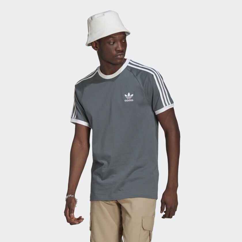 T-Shirt Uomo Blu Adidas Originals Girocollo Adicolor Classics 3 Stripes Blue Oxide art. GN3500