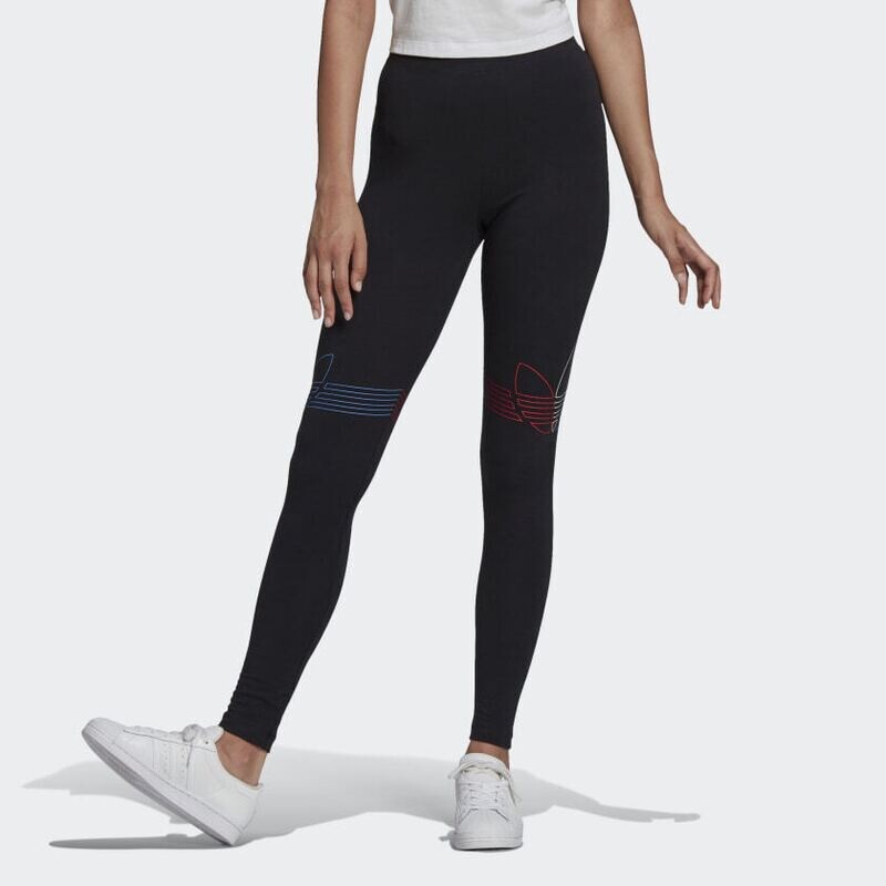 Leggings Donna Nero Adidas Originals Loungewear Adicolor Tricolor art. GN2867