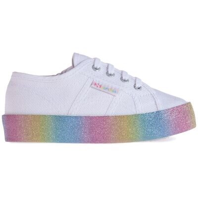 Scarpe Superga 2730 KIDS Glitter PlatForm White- Rainbow Art. S81161W