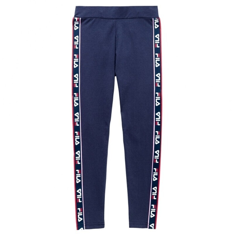 Leggins Bambina Blu Fila Sophia Tape Bande Laterali Logate Cotone art. 688034 170