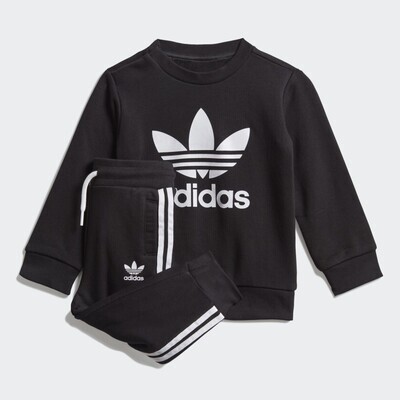 Adidas Originals Completo Tuta Bambino Nero In Spugna Crew Sweatshirt art. ED7679