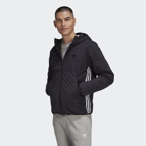 Giubbotto Nero Uomo Adidas Lightweight Zip-Through Trefoil Giacca Imbottita art. GE1342