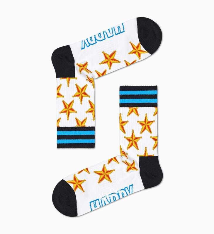 Calze Bianche Stella Sceriffo Gialla Happy Socks Athletic Sheriff Star 3/4 Crew Sock art. ATSTA14 1300