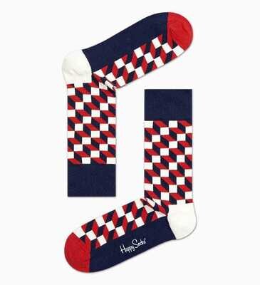 Calze Happy Socks unisex Filled Optic Sock bianco blu rosso art. FO01 068