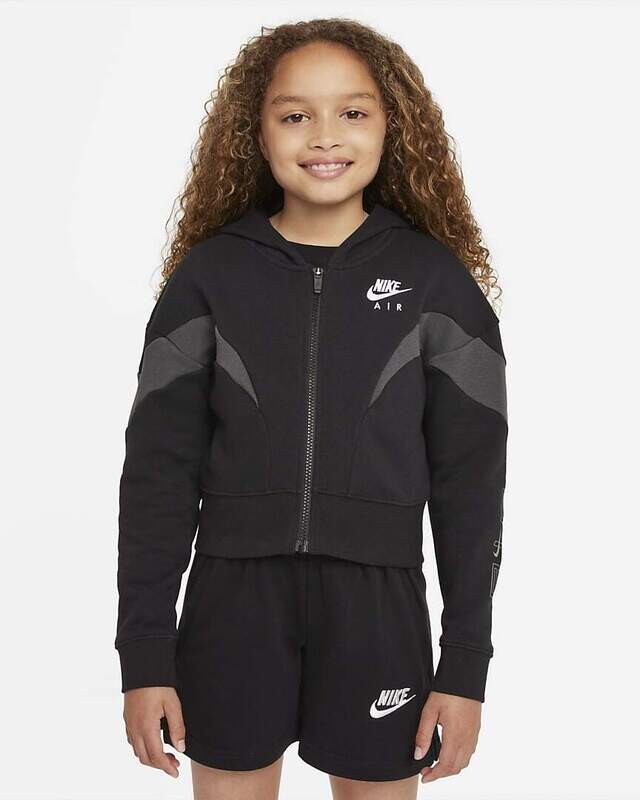 Felpa Nike con cappuccio e zip Ragazza Nike Air  Nero Grigio Art. DD7137 010