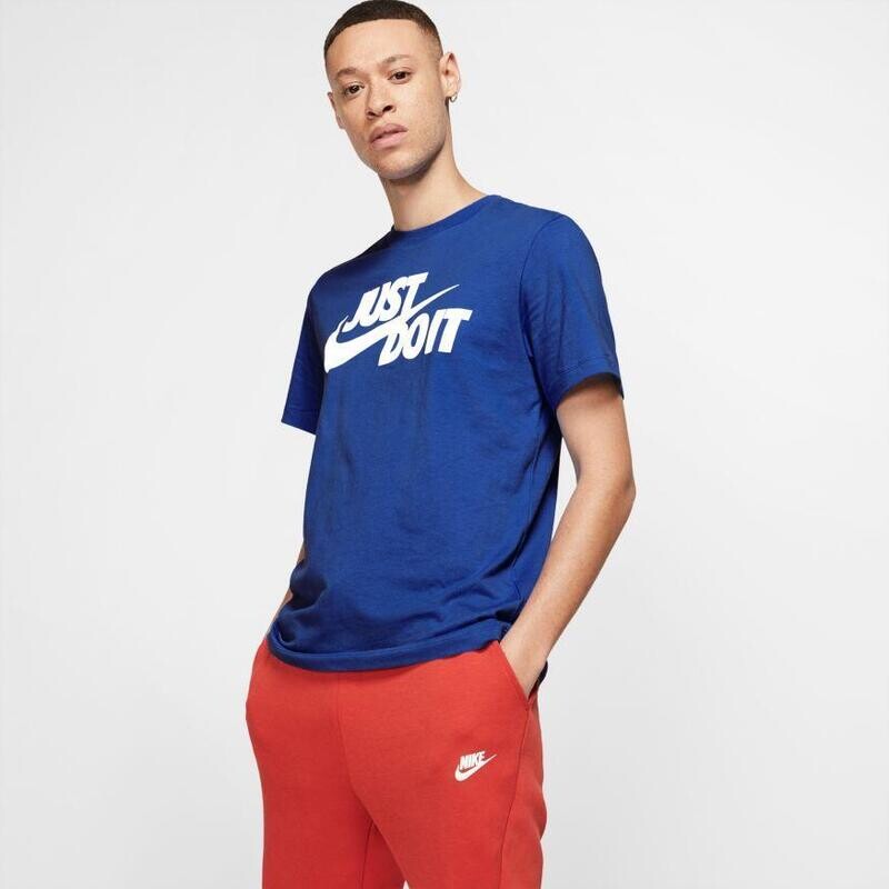 T-shirt Nike blu elettrico Just Do It Logo Swoosh JDI Cotone Girogola art. AR5006 480