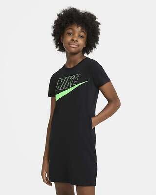 Abito t-shirt Ragazza Nike Sportswear Nero Vapor Green Art. CU8375 011