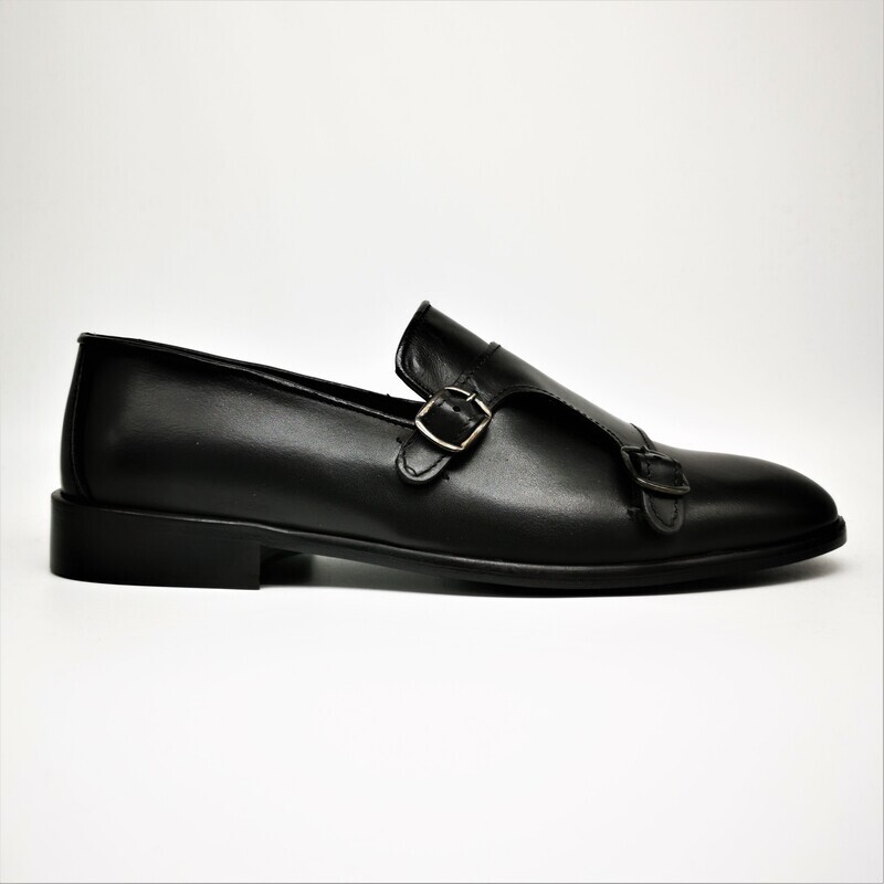 Mocassini Doppia Fibbia Uomo Neri in Vera Pelle Colbaffo® art. 2351 N