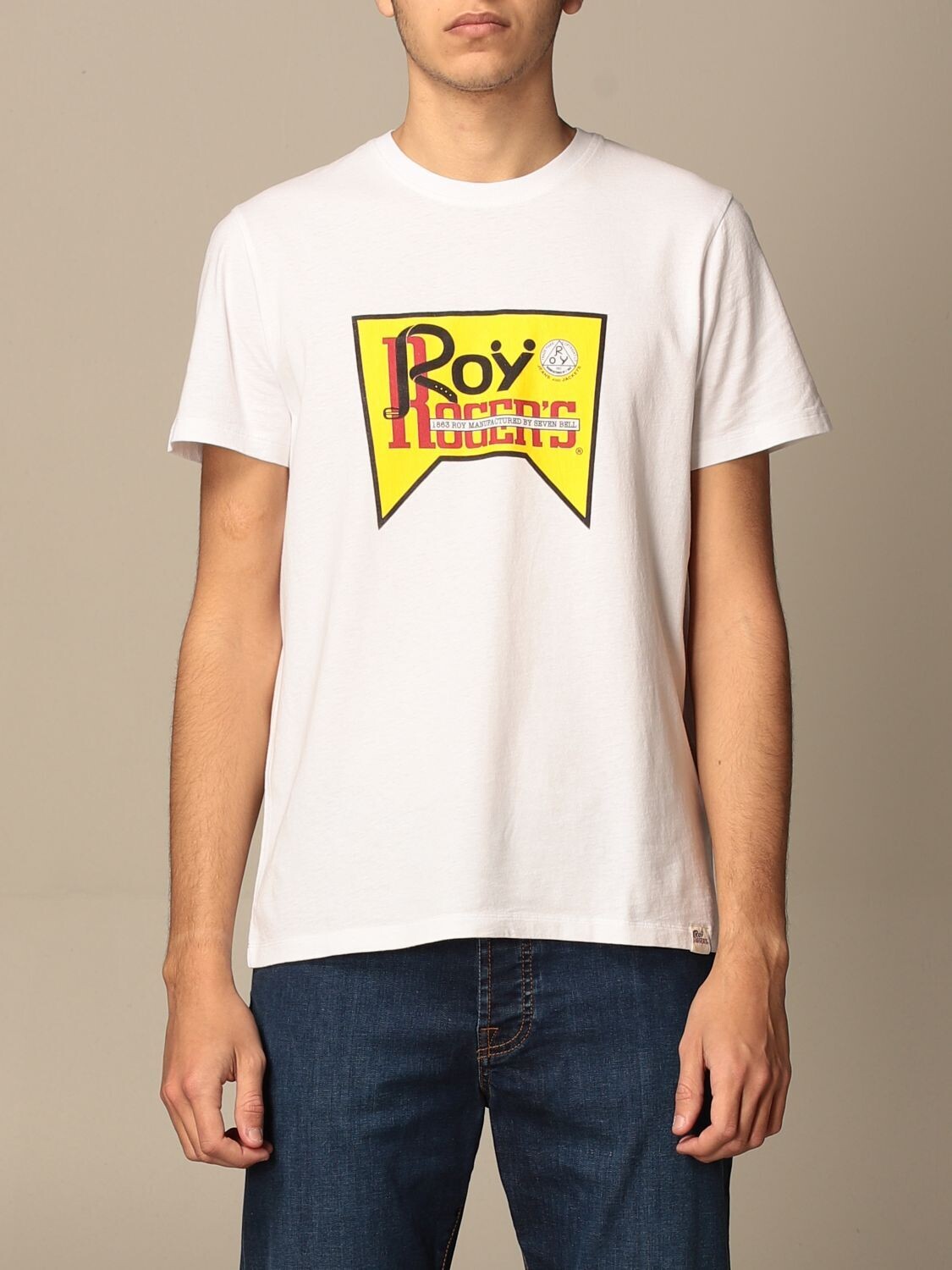 T-Shirt Unisex Roy Roger's Vintage Bianca Girocollo Stampa Roy Cotone Regular Fit art. P21RRX519C9300569 BI