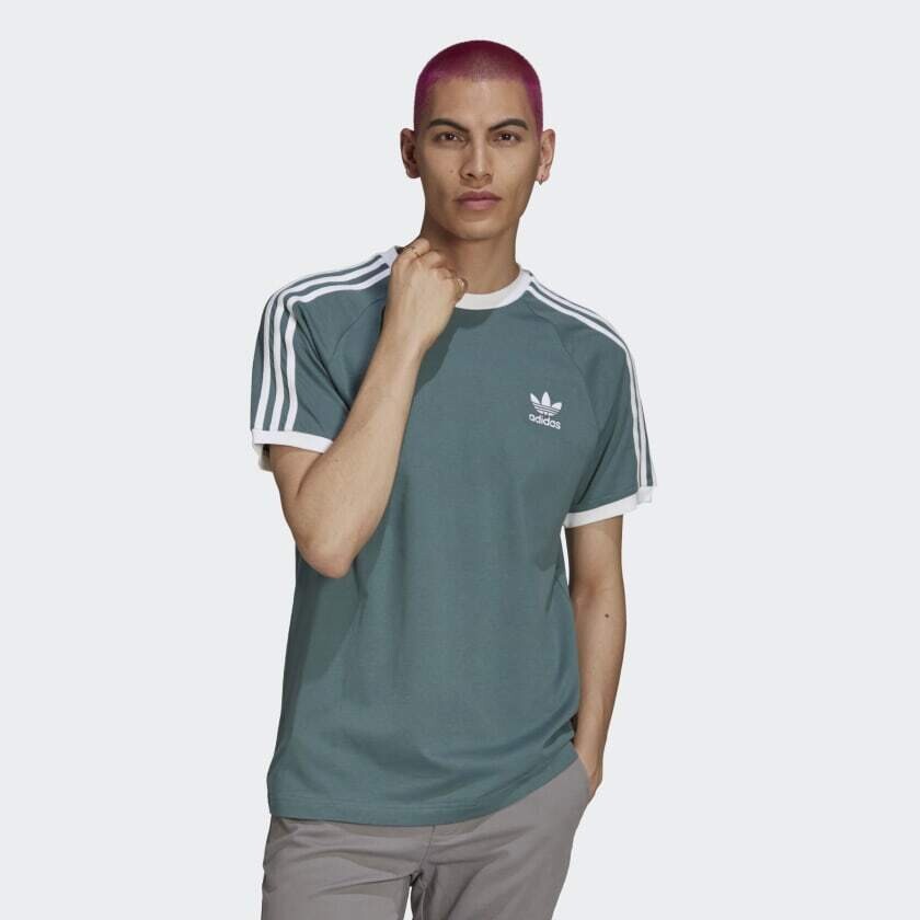 T-Shirt Adidas Verde Girocollo Strisce Adicolor Classics 3 Stripes Hazy Emerald  art. GN3479