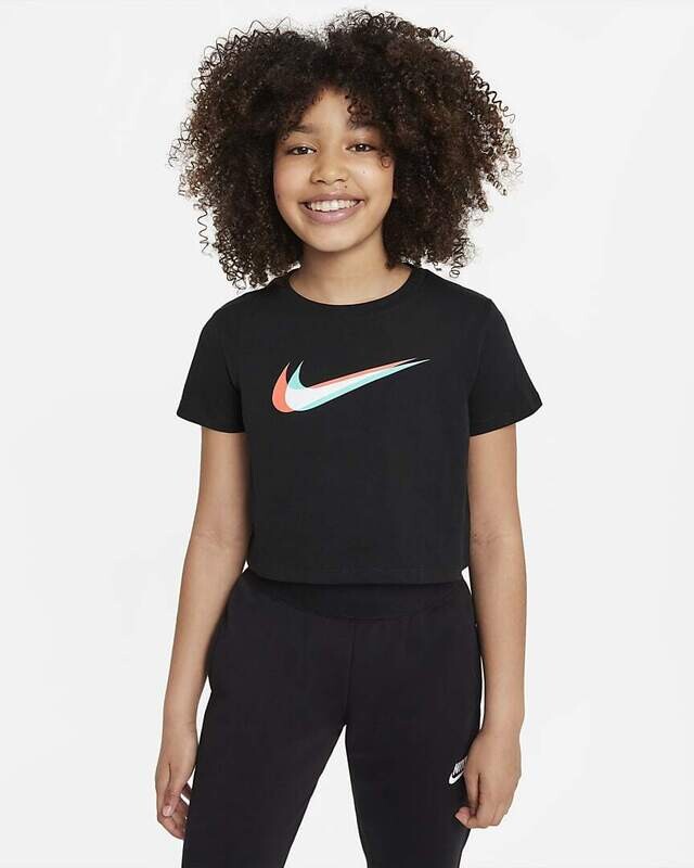 T-shirt Crop Ragazza Nike Sportswear con logo frontale multicolr art.  DM4697 010