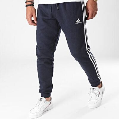 Pantalone Blu Adidas Uomo Tuta in felpa 3 Stripes cotone Felpato art. GM1090