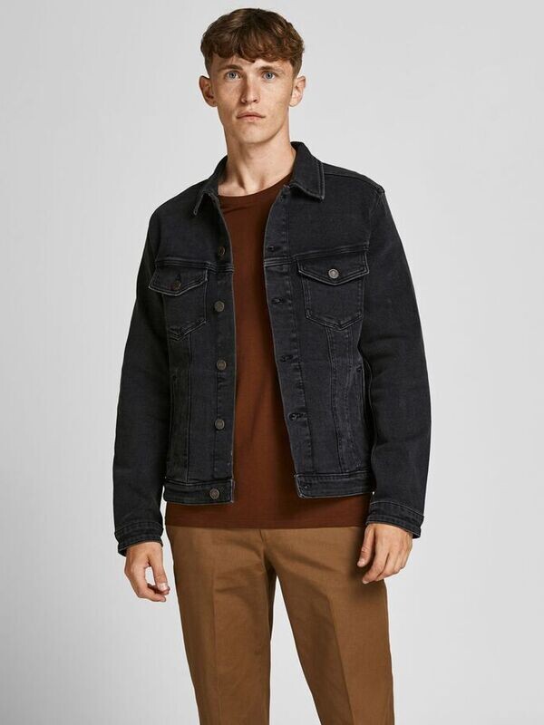 Giubbino Giacca in Jeans Nero Uomo Truck Jack&Jones 4 tasche Classic Regular Fit Tela antiusura art. 12168696 015 NERO