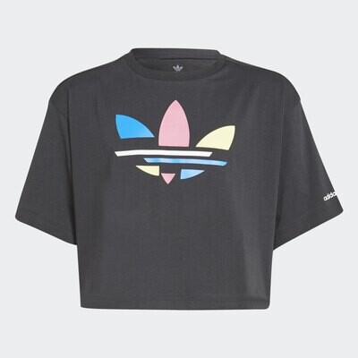 T- shirt Adidas Cropped Ragazze Adicolor Nera con Logo frontale Art. H32349