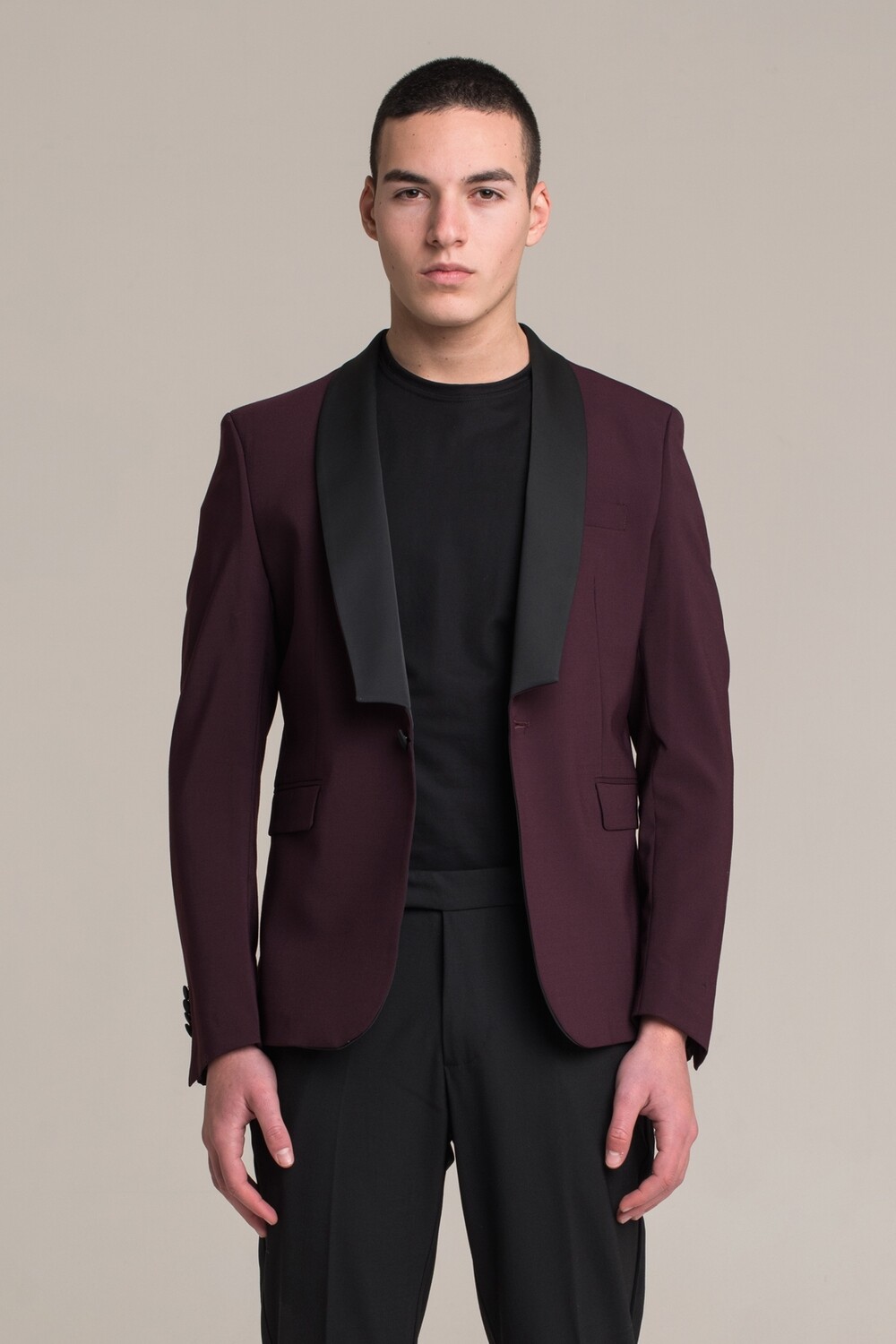 Giacca Monopetto Tuxedo Bordeaux Uomo Rever in Raso I'mBrian Bordò art. GIA1310