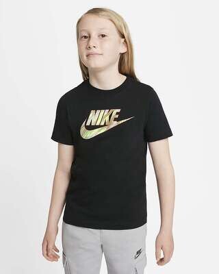 T-shirt Ragazzo Nera con Logo Nike Sportswear Art. DJ6618 010