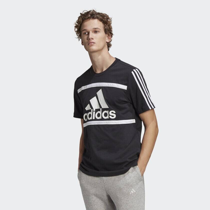 T-shirt Uomo Nera Girocollo Adidas Essentials Logo Colorblock art. GK8912