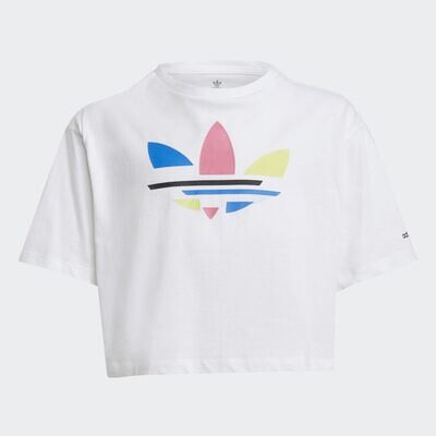 T-shirt Adidas Cropped Bianca con logo frontale ragazza Art. H14155