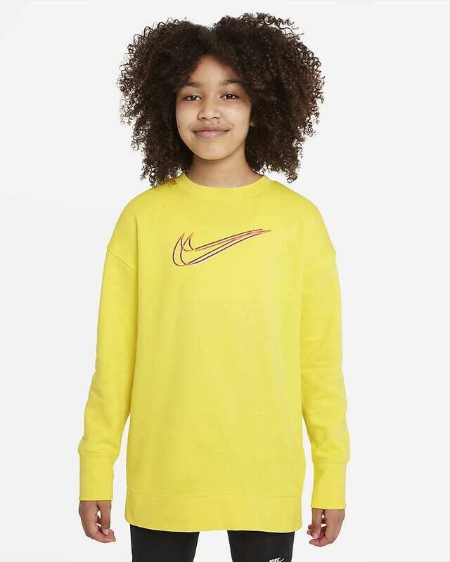 Felpa Ragazza Nike Sportswear Gialla con logo frontale art. DM4694 765