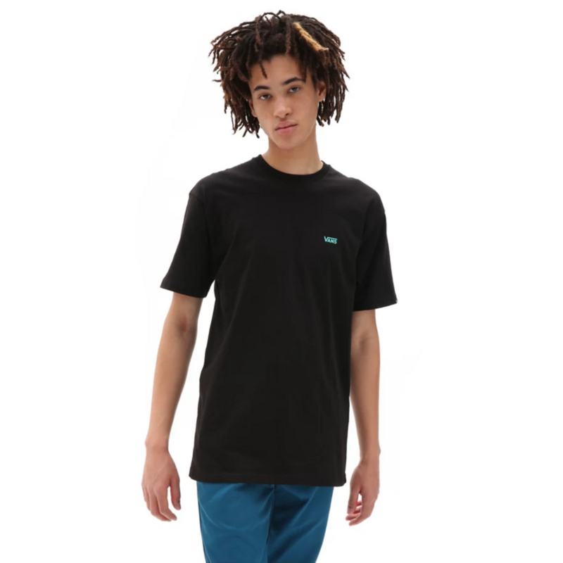T-shirt Vans Nera Essential Logo Azzurro Mini Left chest Unisex art. VN0A3CZEB2N