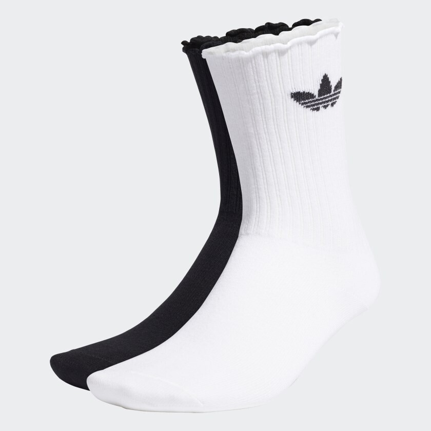 Calze Ragazza Adidas Ruffle Crew Bianco Nero 2 paia art. H32403