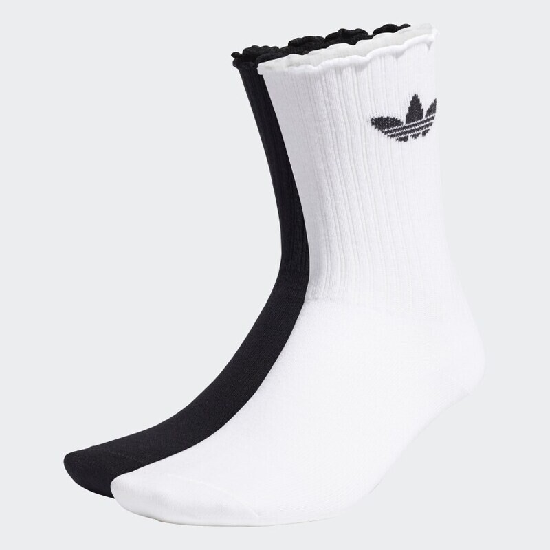 Calze Ragazza Adidas Ruffle Crew Bianco Nero 2 paia art. H32403