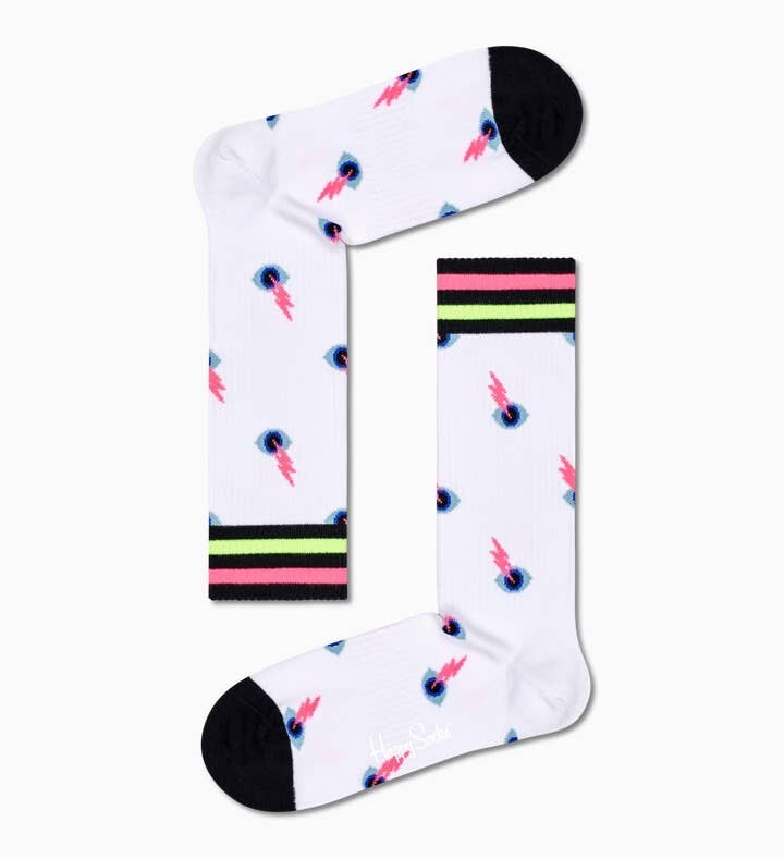 Calze Sportive bianche Happy Socks Spugna Unisex I See You Thin Crew Sock Bianco Occhio art. ATICU29 1300