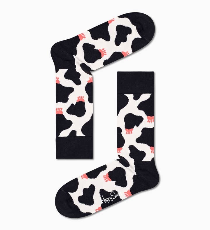 Calze Happy Socks Unisex Cowzy Sock Mucca Bianco Nero art. COW01 9100