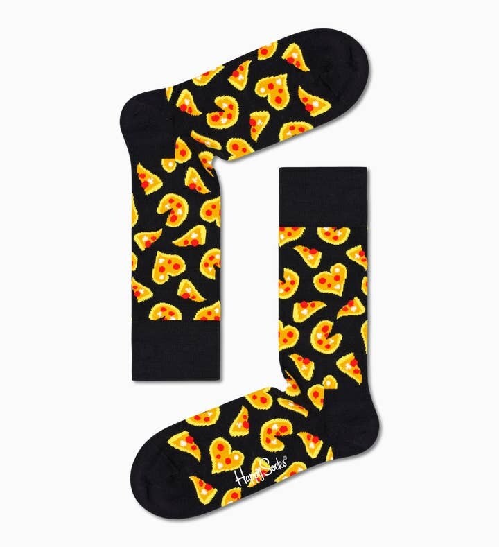 Calze Happy Socks Unisex Pizza Love Sock Fondo Nero art. PLS01 9300
