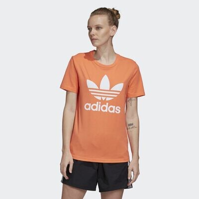 T-Shirt Donna Arancione Trifoglio Bianco Adidas Originals Trefoil Tee art. FM3295