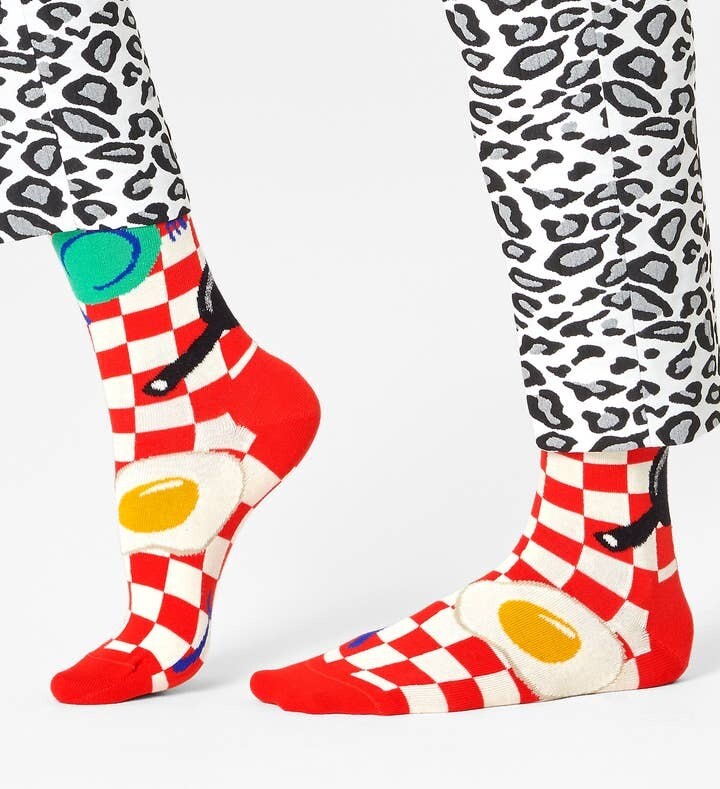 Calze Happy Socks Unisex Early Bird Sock scacchi rosso uovo art. EBI01 4300