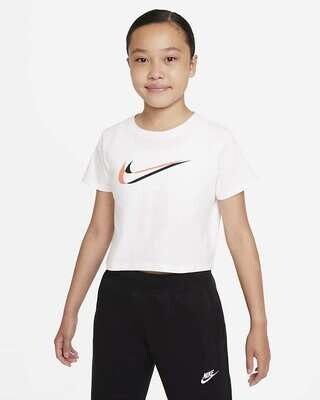 T-shirt Cropped Ragazza Nike Sportswear Bianca con logo Art. DM4697 100