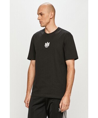 T-shirt Nera Adidas Logo 3D Trefoil Ricamo bianco cotone art. GN3548
