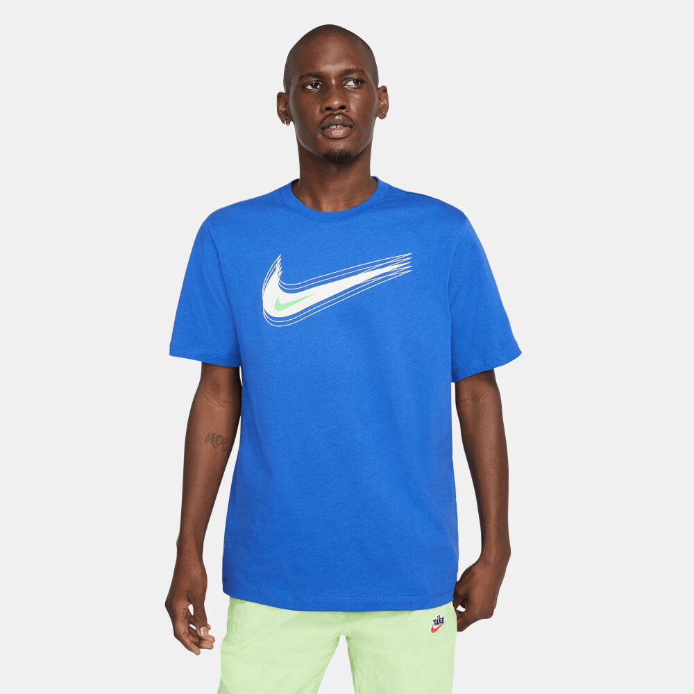 T-shirt Nike Blu Elettrico Royal Swoosh Verde 12 Month Cotone Girocollo  art. DB6470 480
