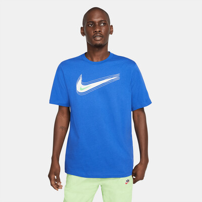 T-shirt Nike Blu Elettrico Royal Swoosh Verde 12 Month Cotone Girocollo art. DB6470 480