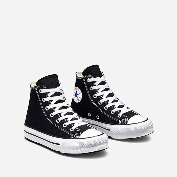 Converse Scarpe Ragazzi In Tela Nere Platform  Nero Color EVA Chuck Taylor All Star High Top Jr art. 272855C
