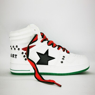 Sneakers Bianche Alte Donna High Shop Art Basket Force Hailey Bianco / Verde / Rosso art. SASF220237