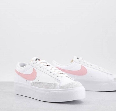 Nike Blazer Platform Low Bianco Rosa Swoosh Pink Pelle art. DJ0292 103