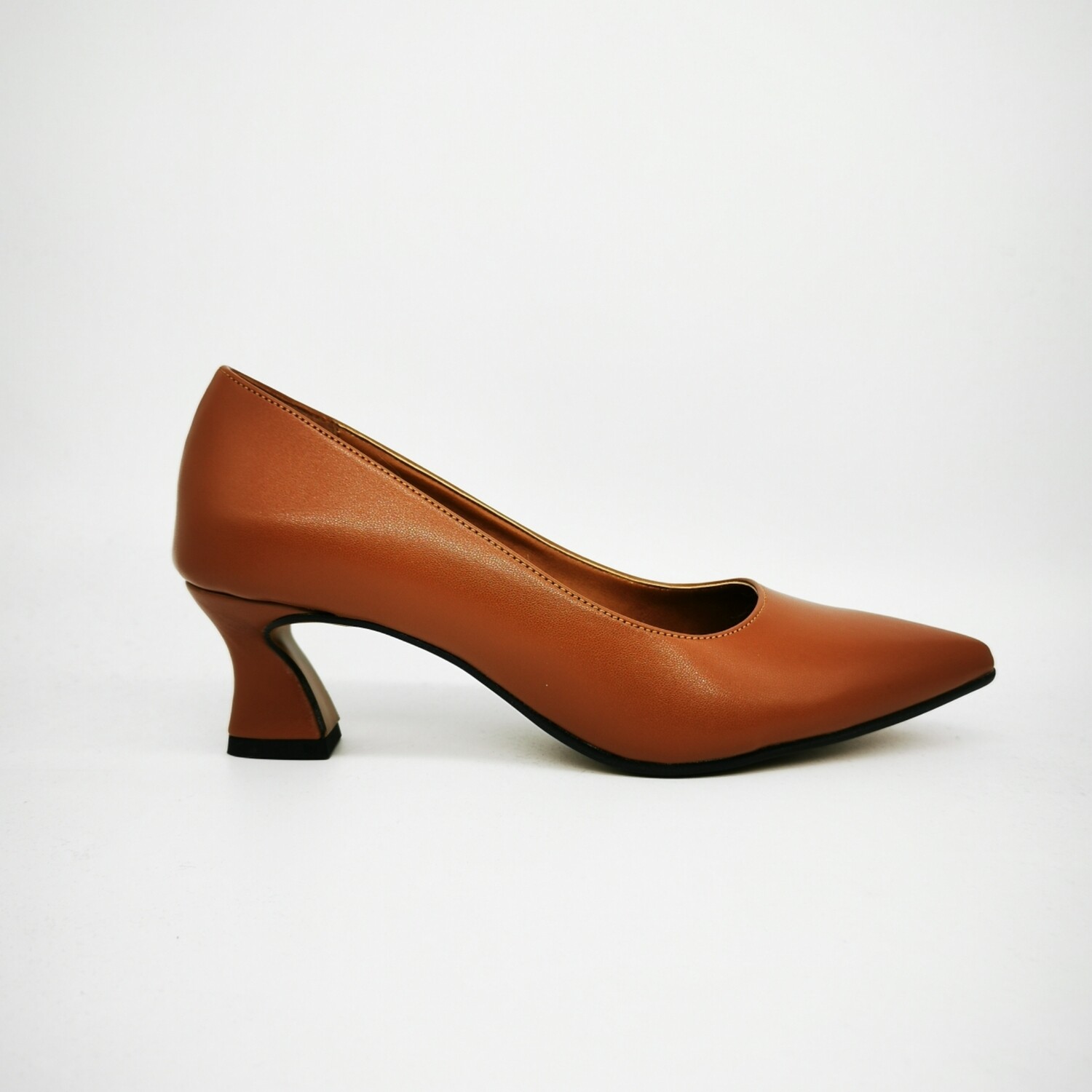 Decollètè Bassi Cuoio Donna tacco svasato 5 cm Colbaffo® Collection scarpe Basse Marrone Made in Italy art. CB028-50, misura: 35